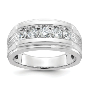 14k White Gold Men's Lab Grown VS/SI FGH Dia Complete Ring - Sophia Jewelers