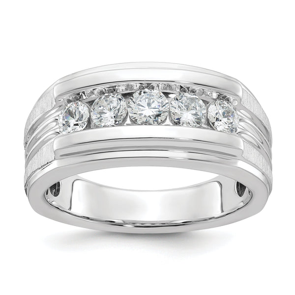 14k White Gold Men's Lab Grown VS/SI FGH Dia Complete Ring - Sophia Jewelers