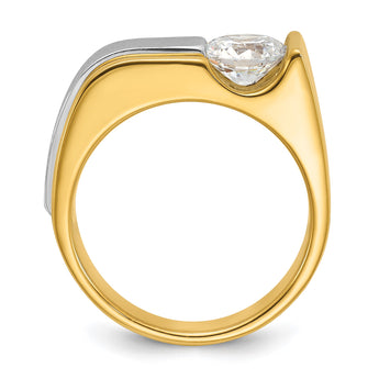 14k Two-tone 1 1/4 carat Lab Grown Diamond VS/SI+ G+ Complete Polished and Brushed Men's Ring, Size 10 - Birthstone Company