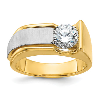 14k Two-tone 1 1/4 carat Lab Grown Diamond VS/SI+ G+ Complete Polished and Brushed Men's Ring, Size 10 - Birthstone Company