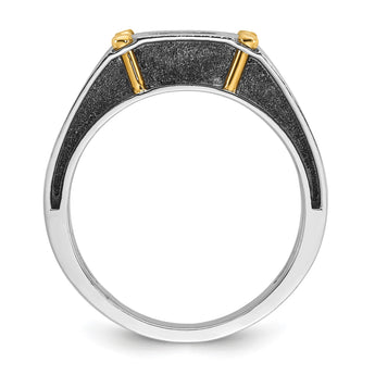 14k Two-tone Men's Polished and Satin Complete Lab Grown VS/SI FG, Size 10 - Birthstone Company