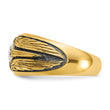 IBGoodman 10k with Black Rhodium Men's Polished and Textured Solitaire 1/2 Carat A Quality Diamond Ring