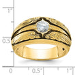 IBGoodman 10k with Black Rhodium Men's Polished and Textured Solitaire 1/2 Carat A Quality Diamond Ring