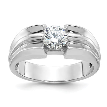 14k White Gold 1 carat Lab Grown Diamond VS/SI+ G+ Complete Men's Ring, Size 10 - Birthstone Company