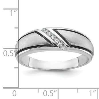 IBGoodman 10k White Gold with Black Rhodium Men's Polished and Satin 1/15 Carat A Quality Diamond Ring