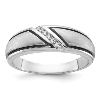 14k White Gold Men's Polished and Satin Ring Mounting - Sophia Jewelers
