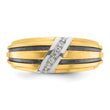 IBGoodman 10k with Black and White Rhodium Men's Polished Satin and Grooved 1/20 Carat A Quality Diamond Ring