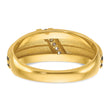 IBGoodman 10k with Black and White Rhodium Men's Polished Satin and Grooved 1/20 Carat A Quality Diamond Ring