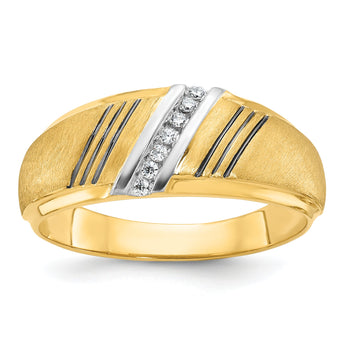 14k Men's Polished Grooved and Satin Ring Mounting - Sophia Jewelers