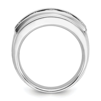 14k White Gold Men's Polished Satin and Grooved 5-Stone 2 Carat Lab Grown Diamond Ring - Sophia Jewelers