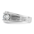 14k White Gold Men's Polished Satin and Grooved 5-Stone 2 Carat Lab Grown Diamond Ring - Sophia Jewelers