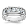 14k White Gold Men's Polished Satin and Grooved 5-Stone 2 Carat Lab Grown Diamond Ring - Sophia Jewelers