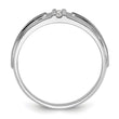 14k White Gold Men's Polished Satin and Grooved 5-Stone Ring Mounting - Sophia Jewelers