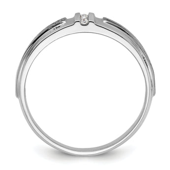 14k White Gold Men's Polished Satin and Grooved 5-Stone Ring Mounting - Sophia Jewelers