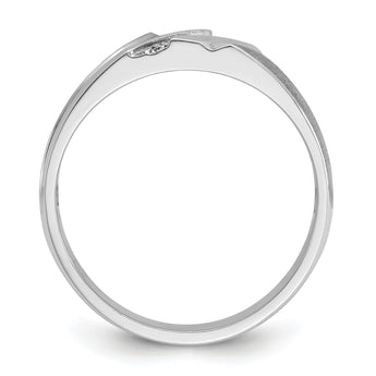IBGoodman 10k White Gold Men's Polished Satin and Grooved 5-Stone 1/20 Carat A Quality Diamond Ring