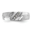 IBGoodman 10k White Gold Men's Polished Satin and Grooved 5-Stone 1/20 Carat A Quality Diamond Ring