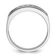 14k White Gold Men's Polished Brushed and Grooved 9-Stone Ring Mounting - Sophia Jewelers