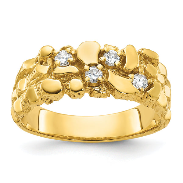 IBGoodman 10k Men's Polished Nugget Texture 1/4 Carat A Quality Diamond Ring