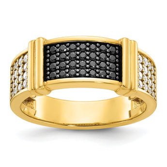 10ky IBGoodman Men's Black and White Diamonds With Black RH Complete Ring
