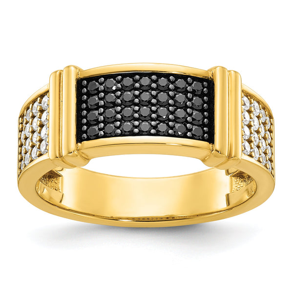 10ky IBGoodman Men's Black and White Diamonds With Black RH Complete Ring