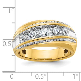 IBGoodman 10k with White Rhodium Men's Polished and Milgrain 1 Carat A Quality Diamond Ring