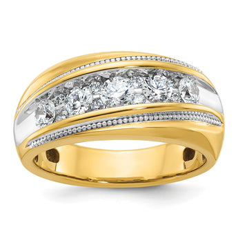 14k with White Rhodium 1 carat Lab Grown Diamond VS/SI+ G+ Complete Polished and Milgrain Men's Ring, Size 10 - Birthstone Company