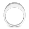 14k White Gold Men's Polished and Satin Square Solitaire 2/3 Carat Lab Grown Diamond Ring - Sophia Jewelers