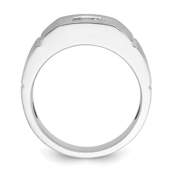 14k White Gold Men's Polished and Satin Square Solitaire 2/3 Carat Lab Grown Diamond Ring - Sophia Jewelers