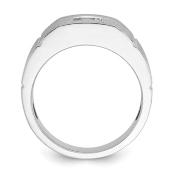 14k White Gold 5/8 carat Lab Grown Diamond VS/SI+ G+ Complete Polished and Satin Men's Ring, Size 10 - Birthstone Company