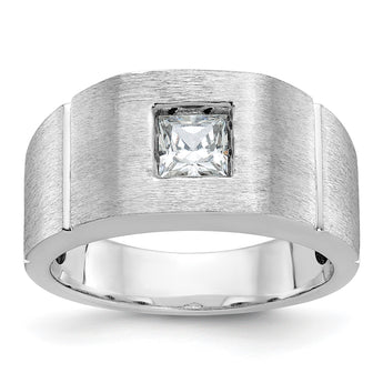 14k White Gold 5/8 carat Lab Grown Diamond VS/SI+ G+ Complete Polished and Satin Men's Ring, Size 10 - Birthstone Company