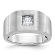 14k White Gold Men's Polished and Satin Square Solitaire 2/3 Carat Lab Grown Diamond Ring - Sophia Jewelers