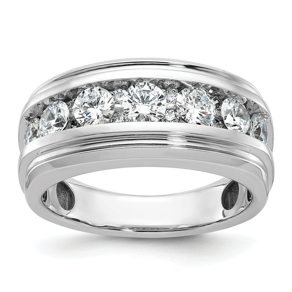 14k White Gold Men's Lab Grown VS/SI FGH Dia Complete Ring - Sophia Jewelers