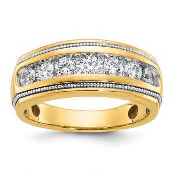 14k with White Rhodium Men's Polished and Milgrain 1 Carat Lab Grown Diamond Ring, Size 10 - Birthstone Company