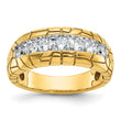 14k Men's Polished and Nugget Texture 7-Stone 1 Carat Lab Grown Diamond Ring, Size 10 - Birthstone Company