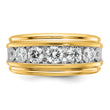 IBGoodman 10k with White Rhodium Men's Polished and Grooved 2 Carat A Quality Diamond Ring