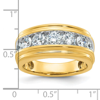 IBGoodman 10k with White Rhodium Men's Polished and Grooved 2 Carat A Quality Diamond Ring