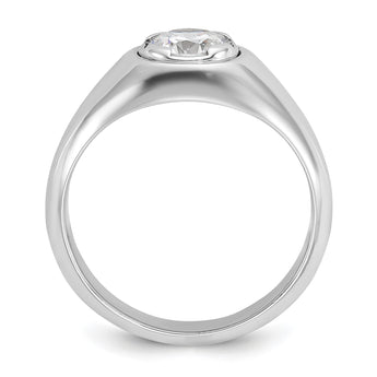 14k White Gold 1 carat Lab Grown Diamond VS/SI+ G+ Round Complete Men's Ring, Size 10 - Birthstone Company