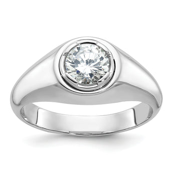 14k White Gold 1 carat Lab Grown Diamond VS/SI+ G+ Round Complete Men's Ring, Size 10 - Birthstone Company