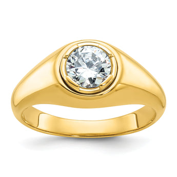 14k 1 carat Lab Grown Diamond VS/SI+ G+ Round Complete Men's Ring, Size 10 - Birthstone Company