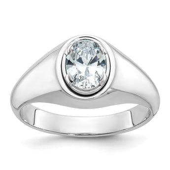 14k White Gold 1 carat Lab Grown Diamond VS/SI+ G+ Oval Complete Men's Ring, Size 10 - Birthstone Company