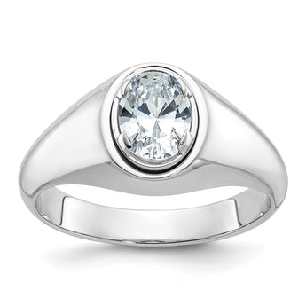 14k White Gold Men's Oval Complete Lab Grown VS/SI FGH Dia Ring - Sophia Jewelers