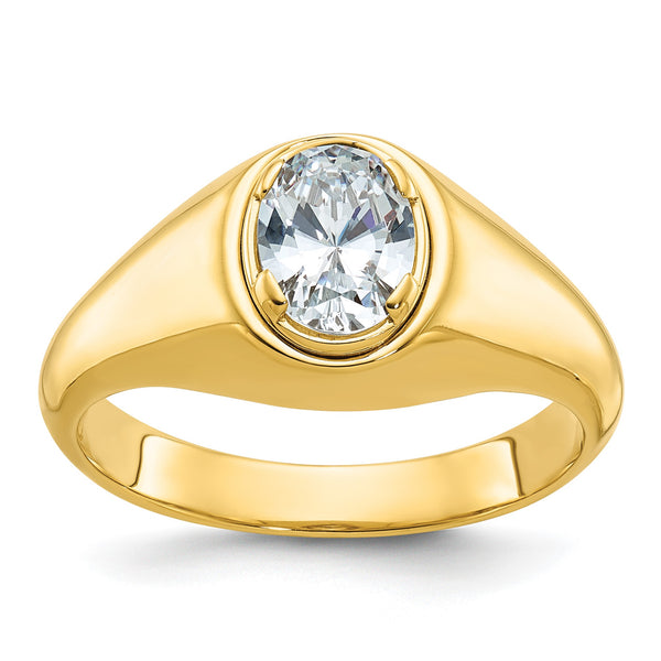 14k 1 carat Lab Grown Diamond VS/SI+ G+ Oval Complete Men's Ring, Size 10 - Birthstone Company