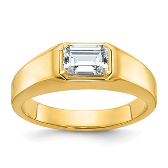 14k 1 carat Lab Grown Diamond VS/SI+ G+ Emerald Complete Polished Men's Ring, Size 10 - Birthstone Company