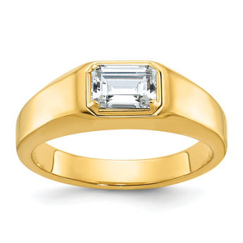14k Men's Polished 1 Carat Emerald-cut Lab Grown Diamond Ring - Sophia Jewelers