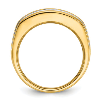 14k with White Rhodium Men's Polished and Grooved 2-Row 2 Carat Lab Grown Diamond Ring - Sophia Jewelers
