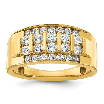 14k Men's Polished 4-Row 1 Carat Lab Grown VS/SI FGH Diamond Ring, Size 10 - Birthstone Company