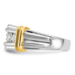 14k Two-tone Men's Polished and Grooved 5-Stone Ring Mounting - Sophia Jewelers