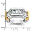 14k Two-tone Men's Polished and Grooved 5-Stone 2 Carat AA Quality Diamond Ring