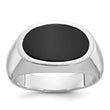 Men's East-West Oval Onyx Ring in 14K White Gold, Size 10