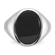 Men's Oval Onyx Ring in 14K White Gold, 18.1mm, Size 10